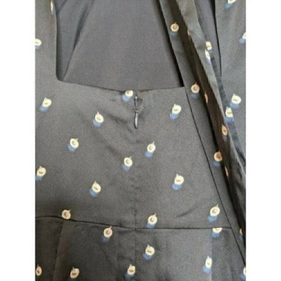 BANANA REPUBLIC NWT Blue 0 XS Dress Pearl Print Knee Length Open Back Bow Sheath - Picture 7 of 8